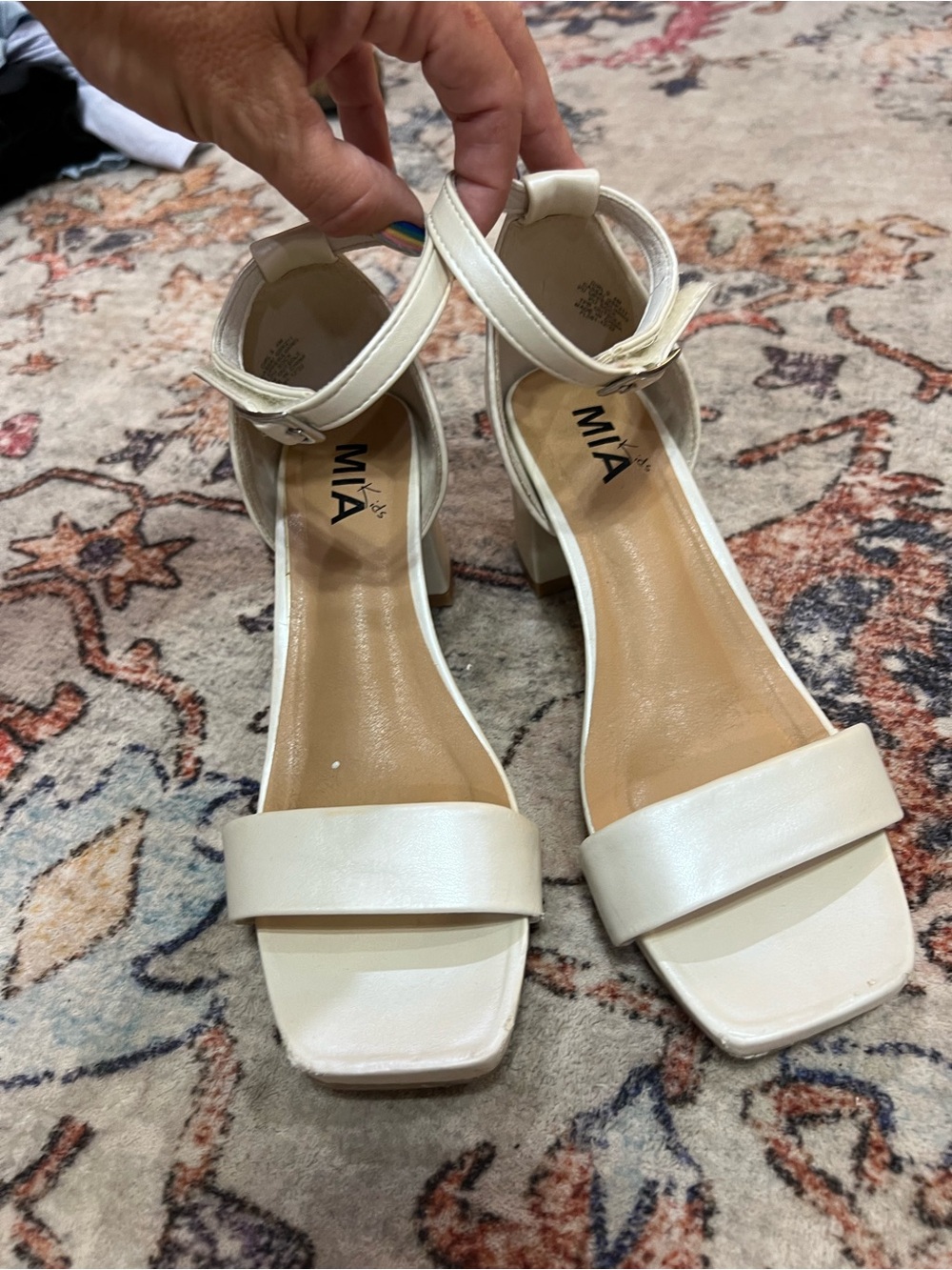 MIA Women's Ivory Ankle-Strap Block Heels